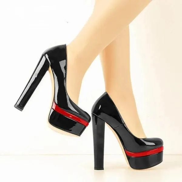 Your Shiny Clothes Black and Red Patent Leather Platform Heels