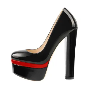 Your Shiny Clothes Black and Red Patent Leather Platform Heels