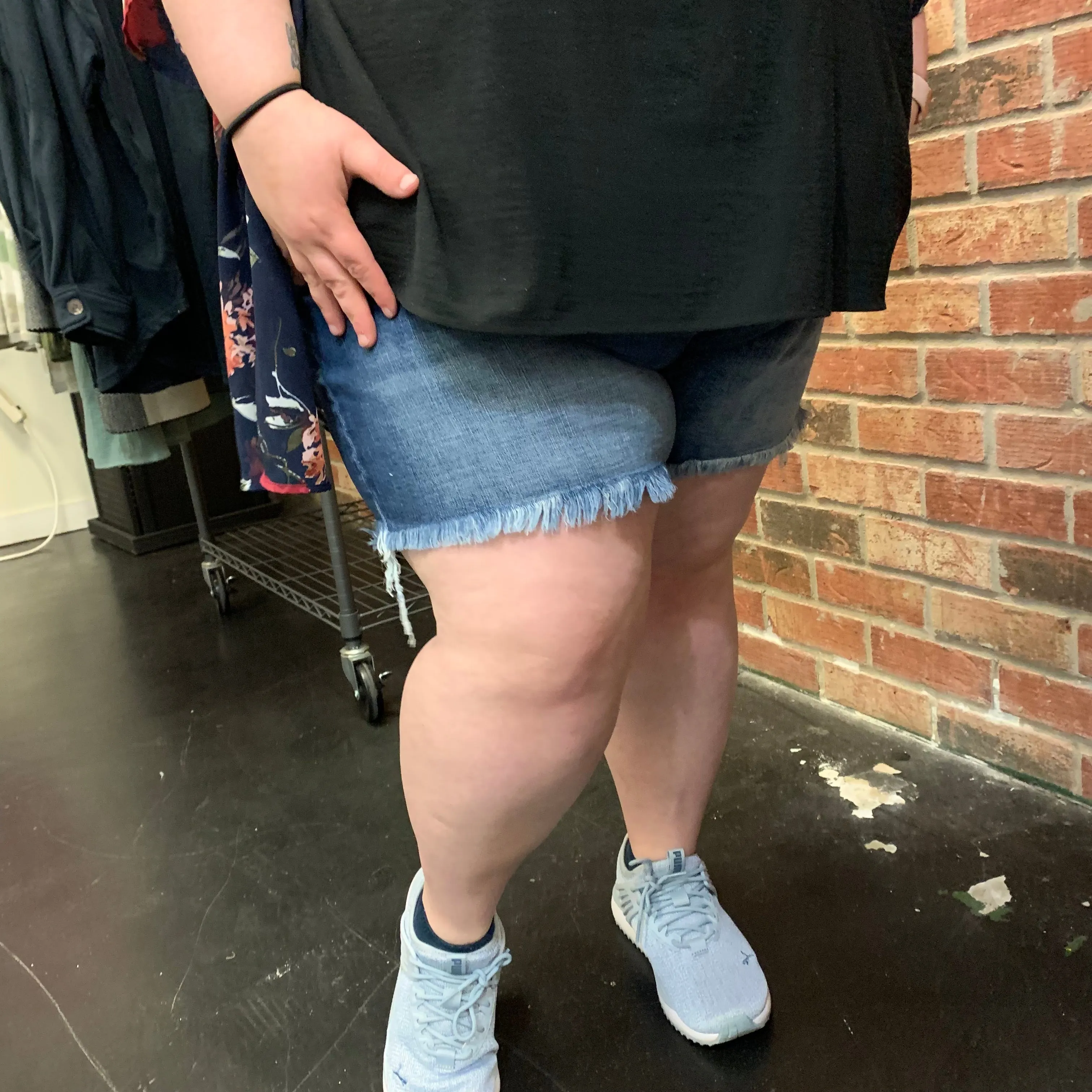 Zenana Blue Jean Cut Off Shorts Frayed Hemline