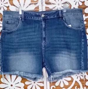 Zenana Blue Jean Cut Off Shorts Frayed Hemline